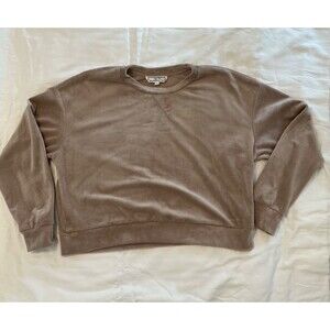 Hippie Rose Women’s Size Large Ribbed Velour Pullover Sweatshirt Taupe Mauve Cre